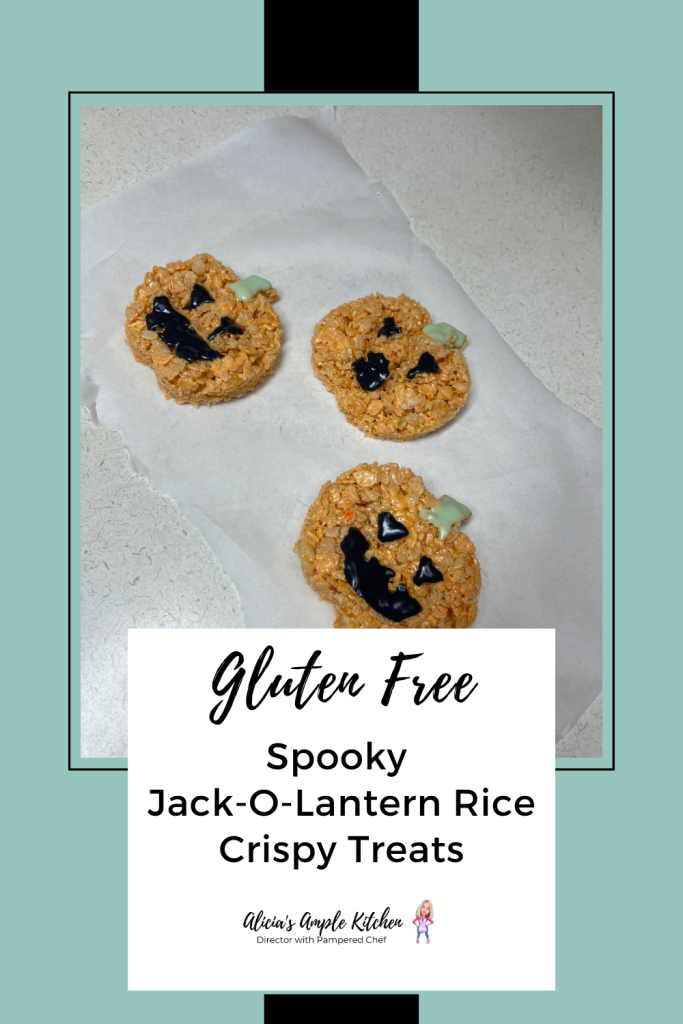 Gluten-Free Spooky Jack-o-lantern rice crispy treats
